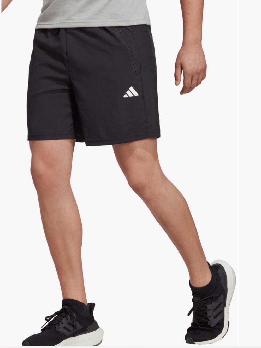 adidas Black Athletic Training Shorts with White Logo